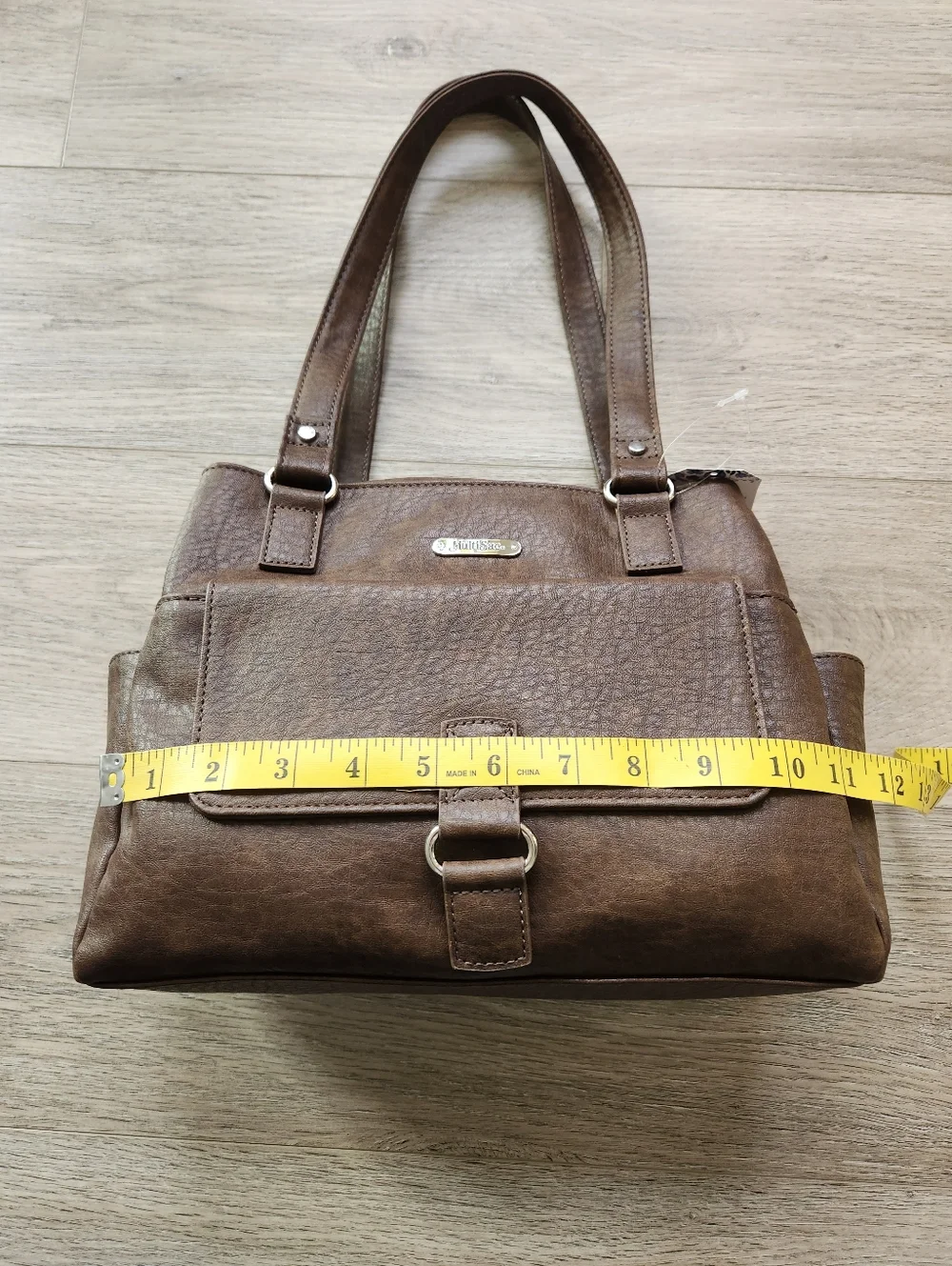 MultiSac Brown Nia Large Shopper Shoulder Purse Bag Faux Leather Nwt - Picture 15 of 15